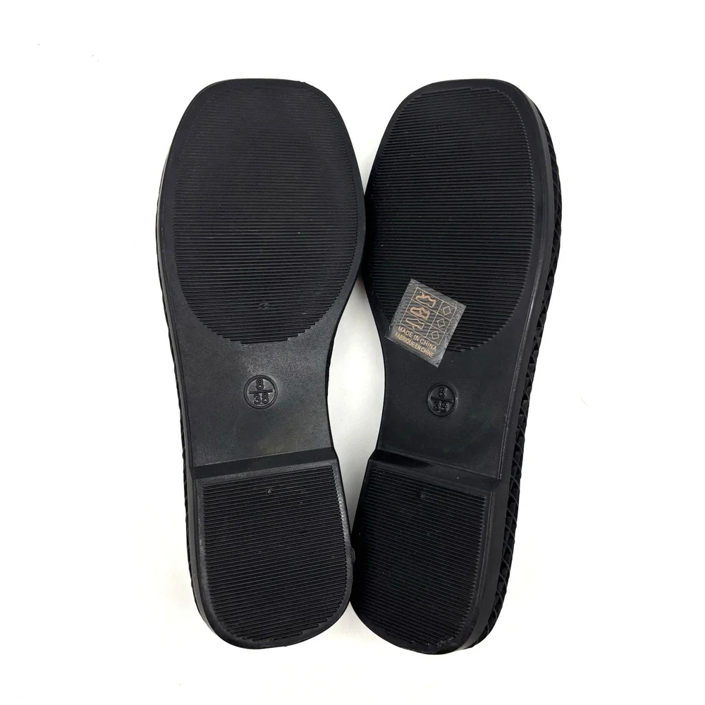 NEW Jeffrey Campbell SUNI Black Square Toe Slip On Jelly Ballet Flats US8 EU38